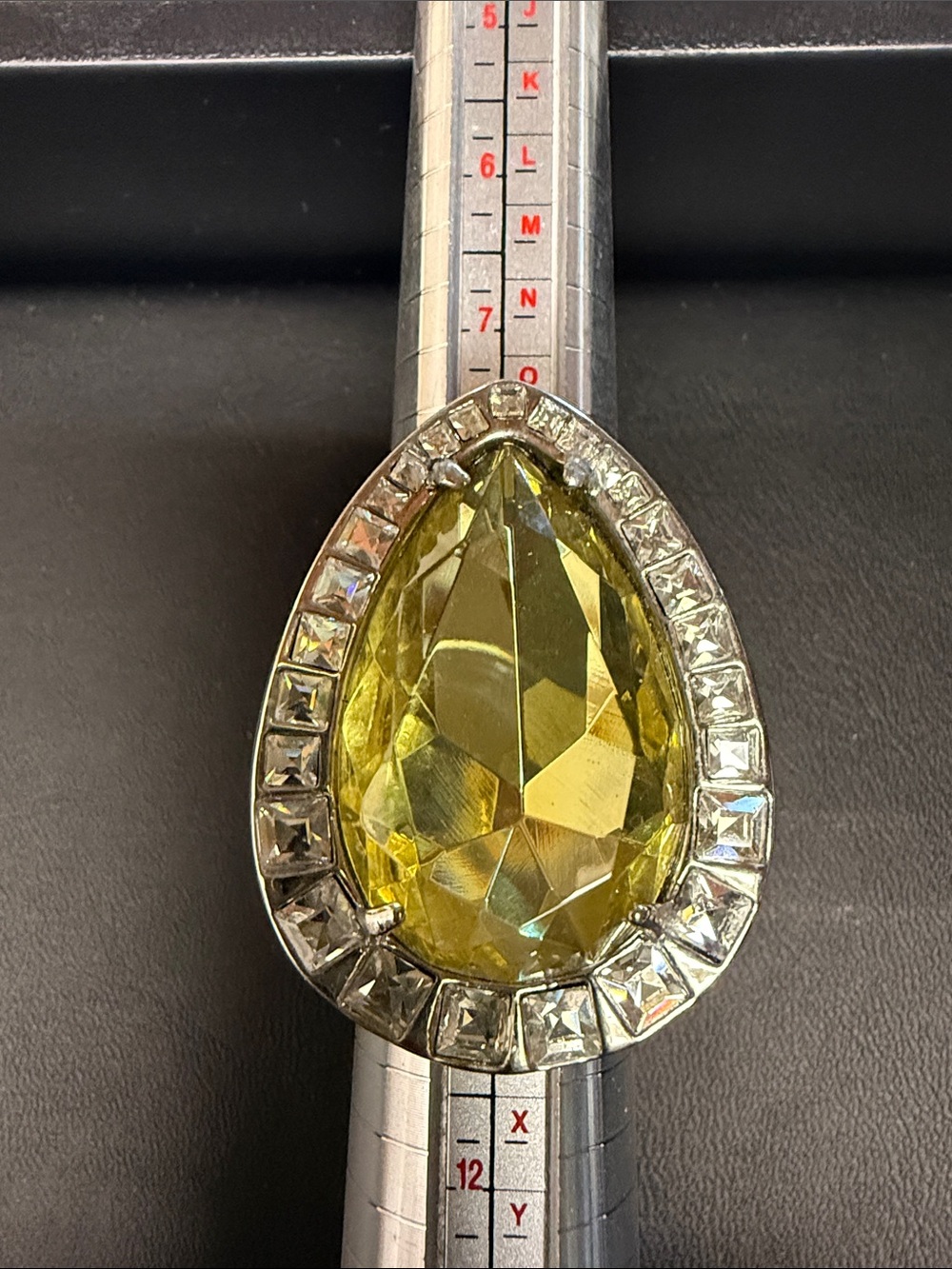 Yellow Teardrop Crystal Statement Ring - Women Jewelry
